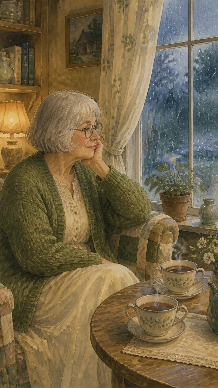 Tea for Two — watercolor scene from the Quite Days animated story